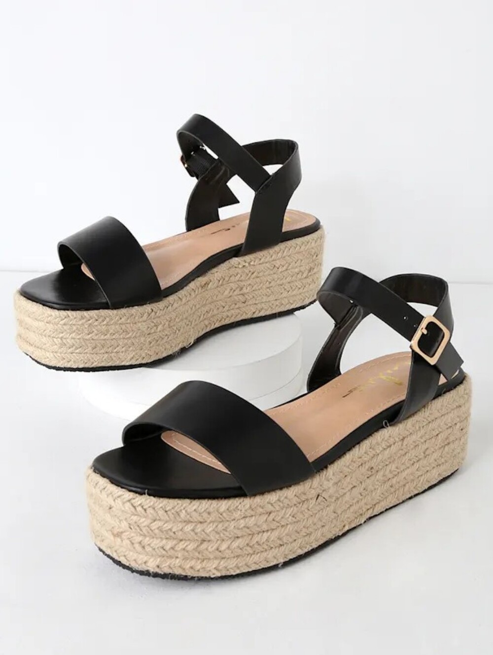 NIB Lulus Corsa Black Espadrille Flatform Sandals